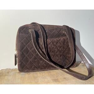 Vintage Chanel Suede Quilted Shoulder Bag